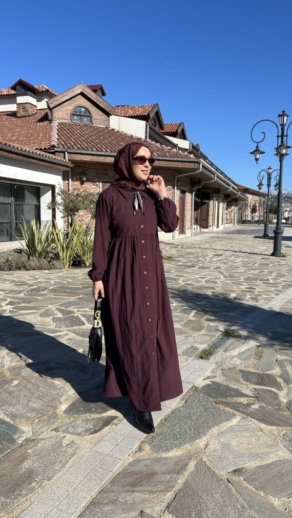 Fular Detaylı Elbise Bordo
